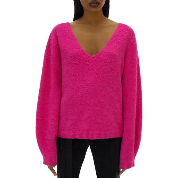 Helmut Lang Sweaters - Helmut Lang Womens Pink V-Neck Brushed Top Pullover Sweater Shirt NWT